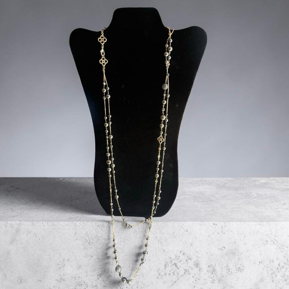 Stella & Dot Madeline Pearl Necklace - black, gold
